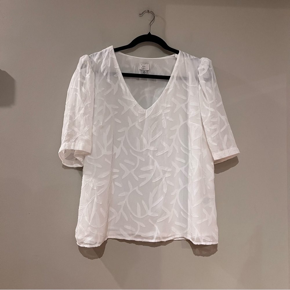 A New Day White Short Sleeve Blouse